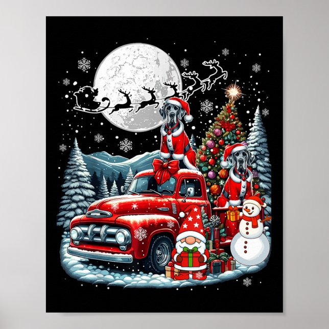 Affiche Groupe Xmas Gnome Snowman Père Noël Grands Danois  (Devant)