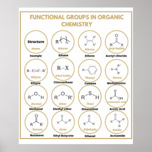 Affiche Groupes fonctionnels de chimie