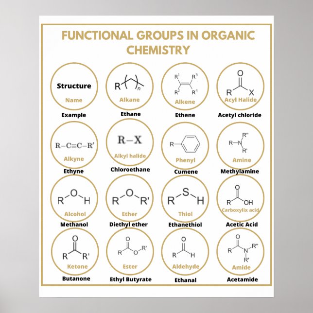 Affiche Groupes fonctionnels de chimie (Devant)