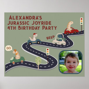 Affiche Groupes préhistoriques de Dinosaures colorés condu