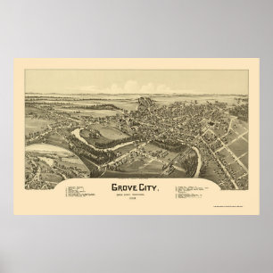 Affiche Grove City, PA Carte panoramique - 1901