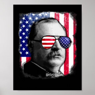 Affiche Grover Cleveland Drapeau américain 4 juillet
