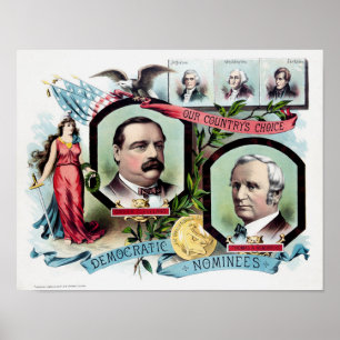 Affiche Grover Cleveland et Thomas Hendricks Election Pri