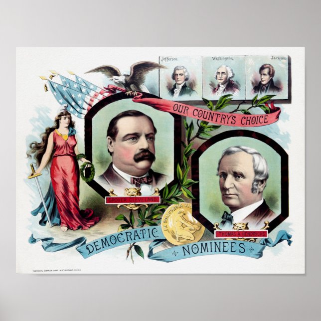 Affiche Grover Cleveland et Thomas Hendricks Election Pri (Devant)