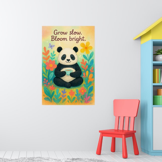 Affiche Grow Slow Bloom Bright – Peaceful Panda Garden (Pépinière 1)
