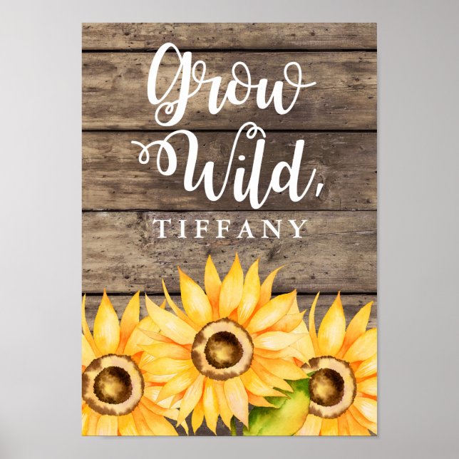 Affiche Grow Wild | Art pour la nurserie tournesol (Devant)
