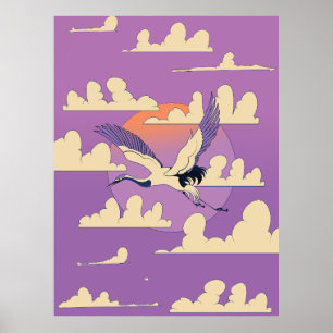 Affiche Grue asiatique rose