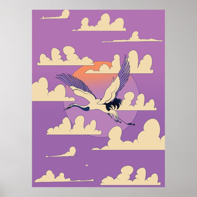 Affiche Grue asiatique rose (Devant)