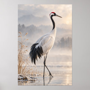 Affiche Grue couronnée rouge dans la paroi de la faune du