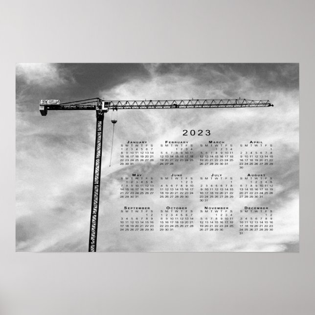 Affiche Grue de construction 2023 Calendrier Beaux-Arts Ph (Devant)