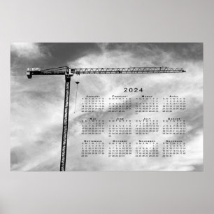 Affiche Grue de construction de beaux-arts Photo Calendrie
