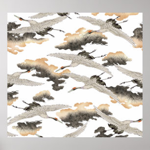 Affiche Grue de style japonais : design élégant.