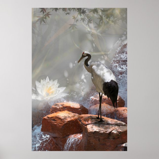 Affiche Grue japonaise "Longévité" (Devant)