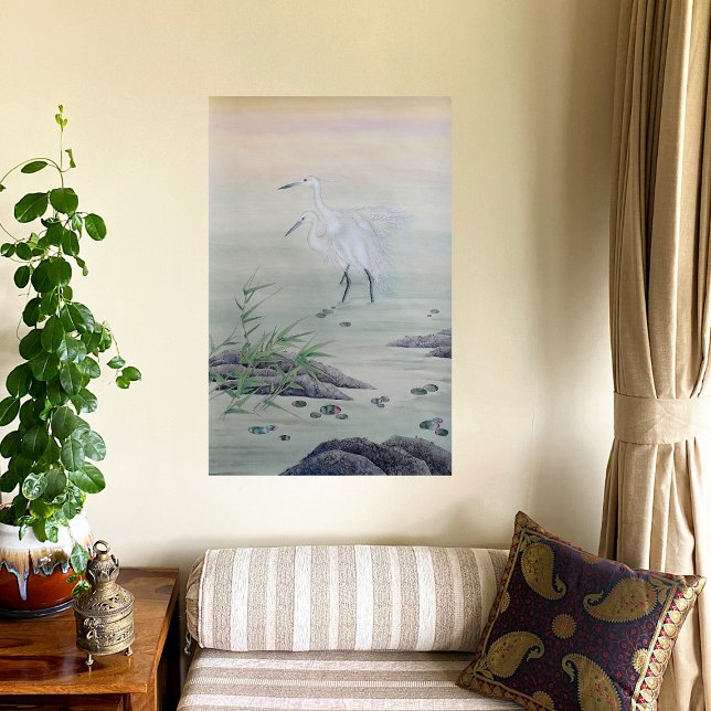 Affiche Grues dans la rivière Chinoise (Créateur téléchargé)