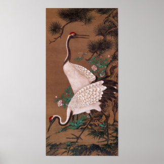 Affiche Grues, Watanabe Shuseki Art Japonais