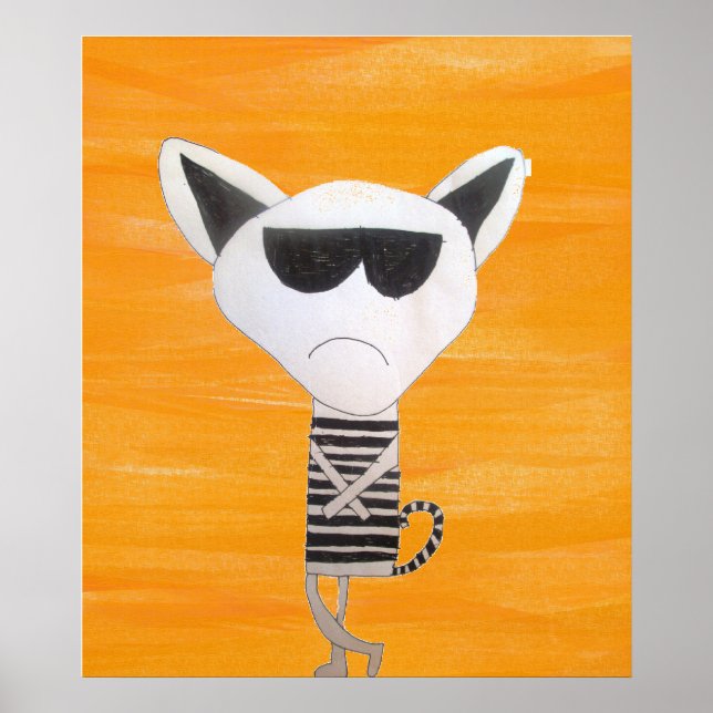 Affiche Grumpy cool cat with sunglasses art (Devant)