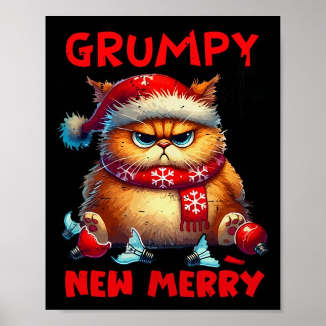 Affiche Grumpy est le nouveau joyeux chat de Noël Sarcasti (Devant)