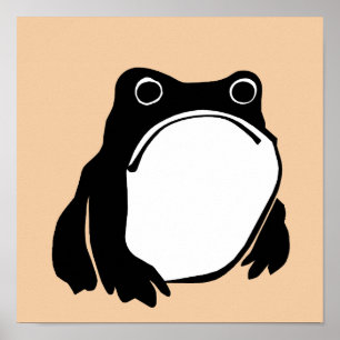 Affiche Grumpy Frog dessin art japonais par Matsumoto Hoji