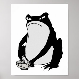 Affiche Grumpy Frog dessin art japonais par Matsumoto Hoji