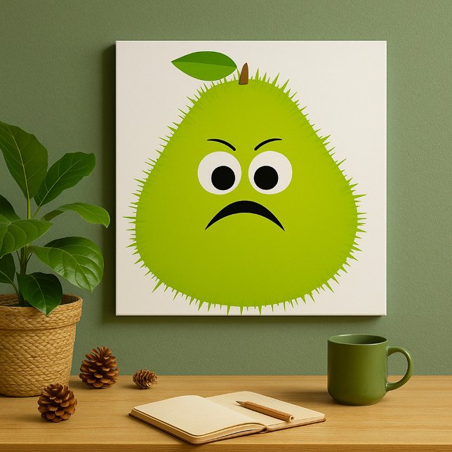 Affiche Grumpy Fuzzy Pear Visage Fruit drôle Caractère (Créateur téléchargé)