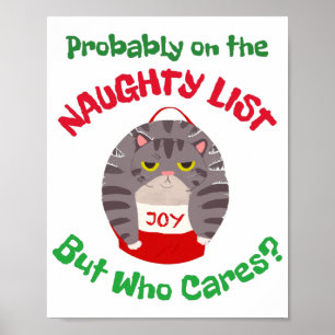 Affiche Grumpy Sarcastique chat de Noël Probablement sur l