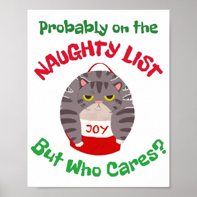 Affiche Grumpy Sarcastique chat de Noël Probablement sur l (Devant)