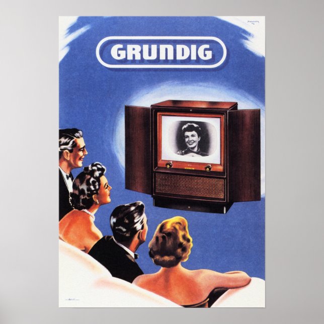 Affiche GRUNDIG TV Vintage Allemand Appliance Ad (Devant)