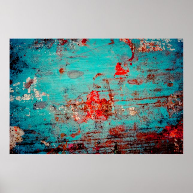 Affiche Grunge arrière - plan de turquoise. Blocs, frottis (Devant)