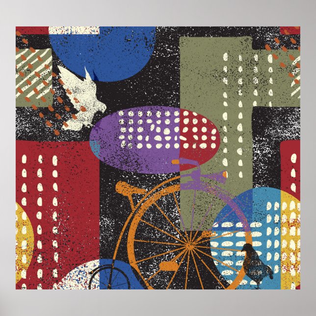 Affiche Grunge Cityscape : Texture Vintage transparente (Devant)