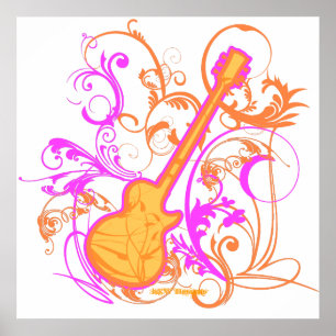 Affiche Grunge de guitare de la roche de la fille de KRW