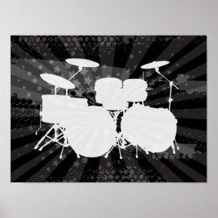 Affiche Grunge Drums Black Burns