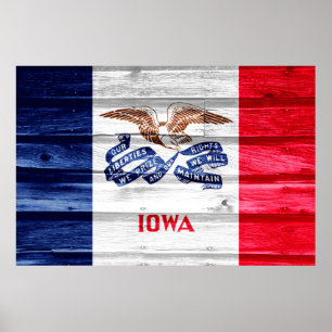 Affiche Grunge du drapeau de l'État de l'Iowa