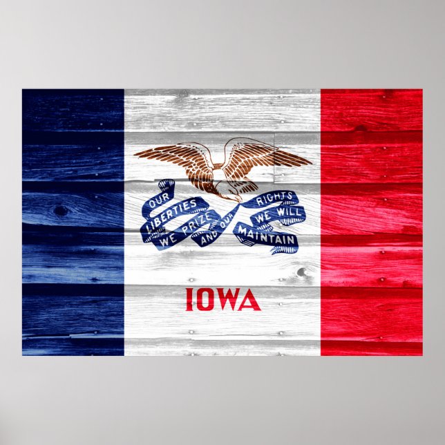 Affiche Grunge du drapeau de l'État de l'Iowa (Devant)