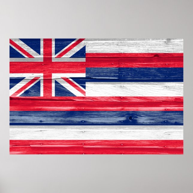 Affiche Grunge du drapeau de l'État d'Hawaii (Devant)