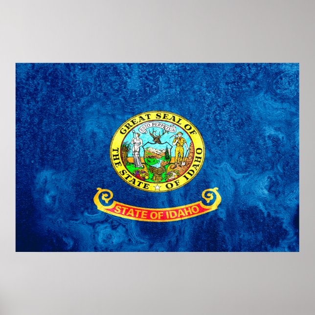 Affiche Grunge du drapeau de l'État d'Idaho (Devant)