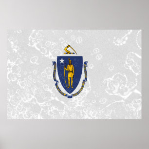 Affiche Grunge du drapeau de l'État du Massachusetts