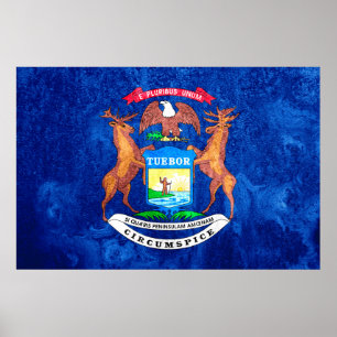 Affiche Grunge du drapeau de l'État du Michigan