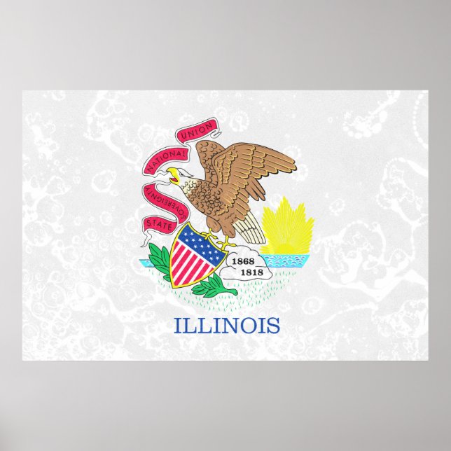 Affiche Grunge du drapeau de l'Illinois (Devant)