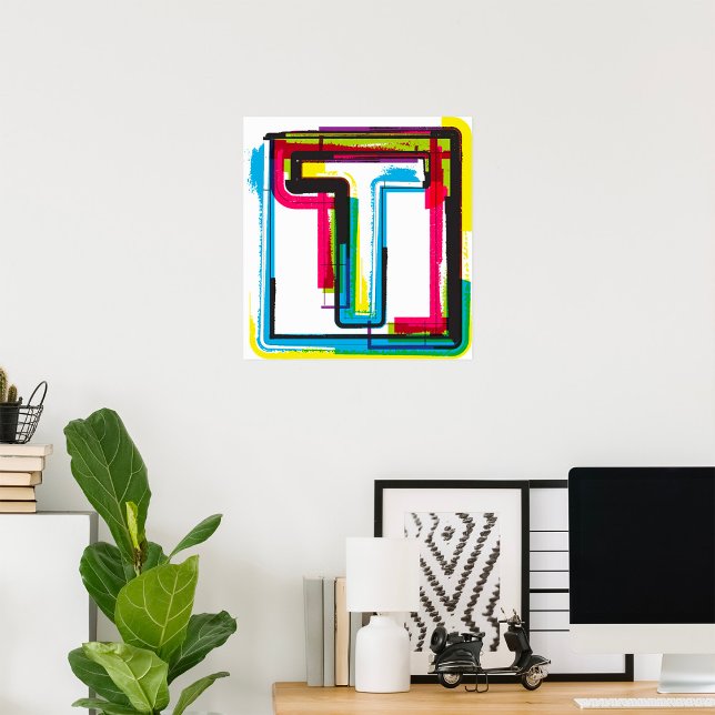 Affiche Grunge Letter T Bold Colorée Typographie Urbaine (Créateur téléchargé)