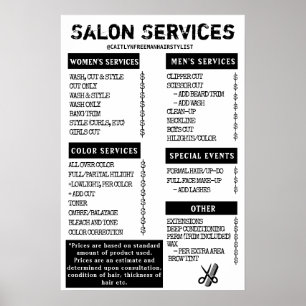 Affiche Grunge Salon Menu