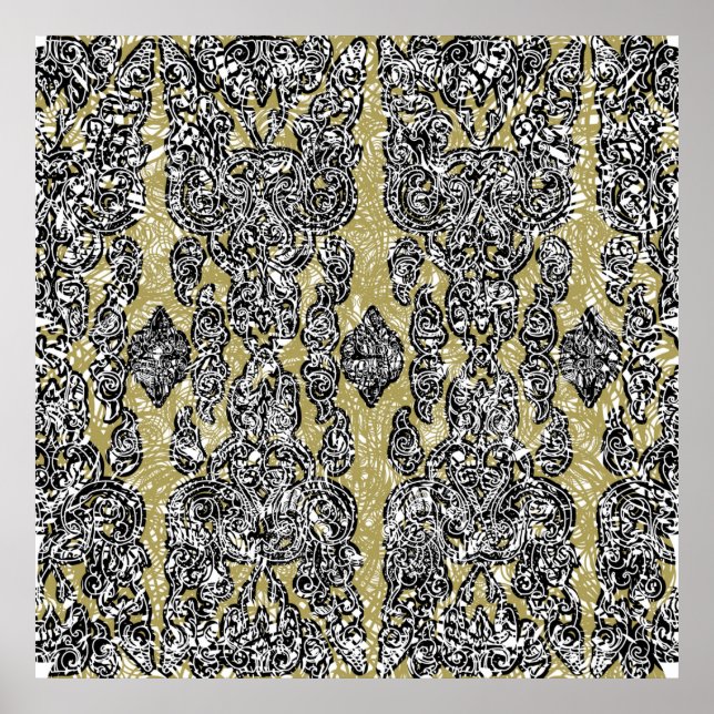 Affiche grunge sans soudure patternethnic floral cambodgie (Devant)
