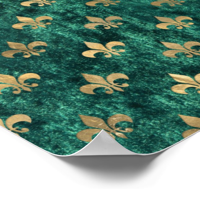Affiche Grunge Vert Velours Fleur De Lis Mardi Gras (Coin)