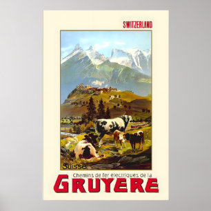 Affiche Gruyère Fribourg Suisse Suisse Montagnes Alpes