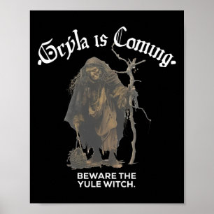 Affiche Gryla Vient Attention À La Sorcière Yule Ch Island