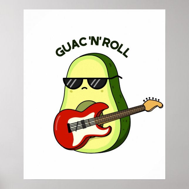 Affiche Guac Et Roll Cute Rocker Avocado PUn (Devant)