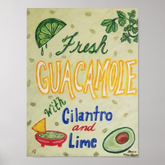 Affiche Guacamole frais avec Cilantro et Lime