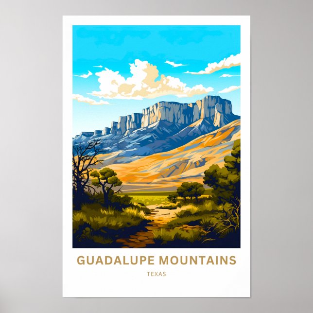 Affiche Guadalupe Mounts Texas Travel Imprimer (Devant)