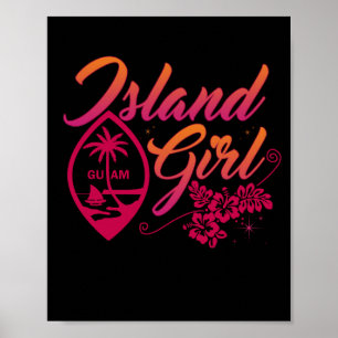 Affiche Guam Flower Chamorrita Guam Island Guamanian Girl