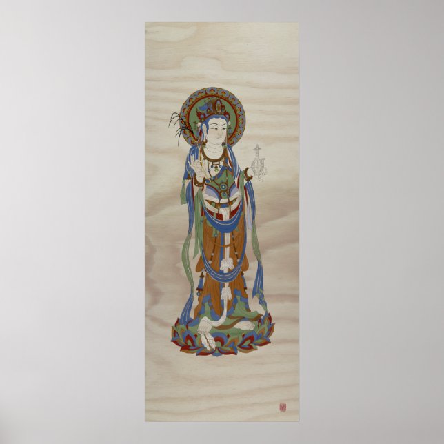 Affiche Guan Yin Bouddha Doug Fir Art Arrière - plan Impri (Devant)