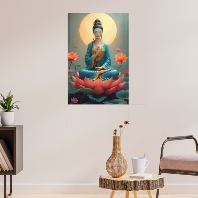 Affiche Guanyin Méditant sur un Lotus Radiant (Salon 3)
